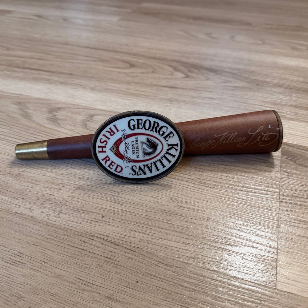 George Killians Irish‎ Red Beer Tap Handle Wood Metal Vintage Bar Decor